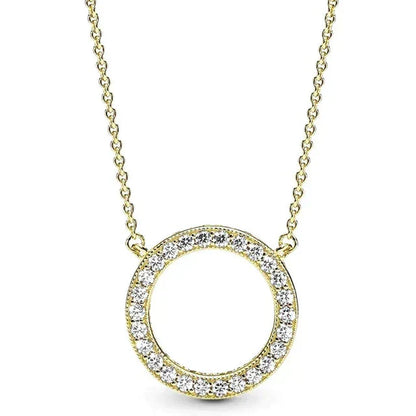 Neue 925 Sterling Silber Zeitlose Eleganz Schneeflocke akzentuierte kreisförmige Herzen Collier Halskette für beliebte Perlen Charm DIY Schmuck