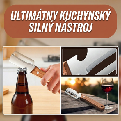 (Akcia ku Dňu matiek 💖) Multifunkčná škrabka na zeleninu 2 v 1 z nehrdzavejúcej ocele | Drevená rukoväť a otvárač na fľaše